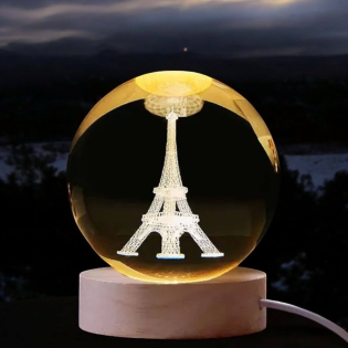 Luminaria De Mesa 3D Led Bolinha Torre Eifel