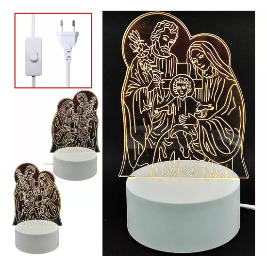 Luminaria De Mesa Abajur Led Familia Sagrada Natal 3 Cores