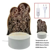 Luminaria De Mesa Abajur Led Familia Sagrada Natal 3 Cores