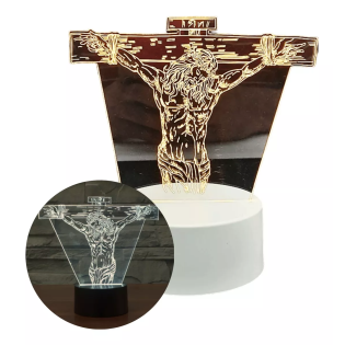 Luminaria De Mesa Abajur Led Jesus 3 Cores