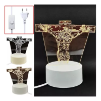 Luminaria De Mesa Abajur Led Jesus 3 Cores