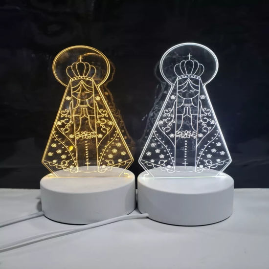 Luminaria De Mesa Abajur Led Nossa Senhora 3 Cores