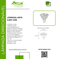 LAMPADA LED COB AR70 6500K BRANCO FRIO 4.8W 