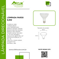 LAMPADA PAR 30 LED 9.9W BRANCO NEUTRA 4000K