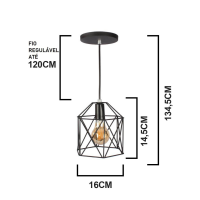 Luminária de teto pendente Bangkok linha Aramado - com Lâmpada filamento de brinde