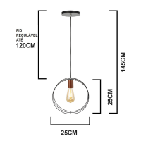 Luminária de teto pendente Geométrico Circular Aramado