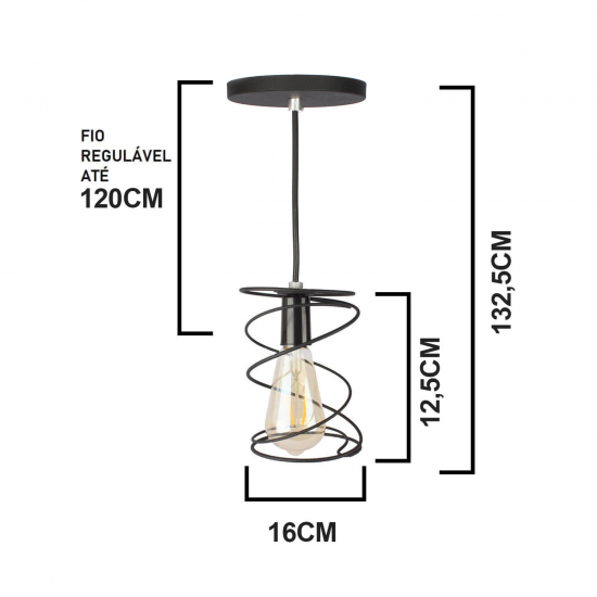 Luminária de teto pendente Salem Linha Aramado - com Lâmpada filamento de brinde