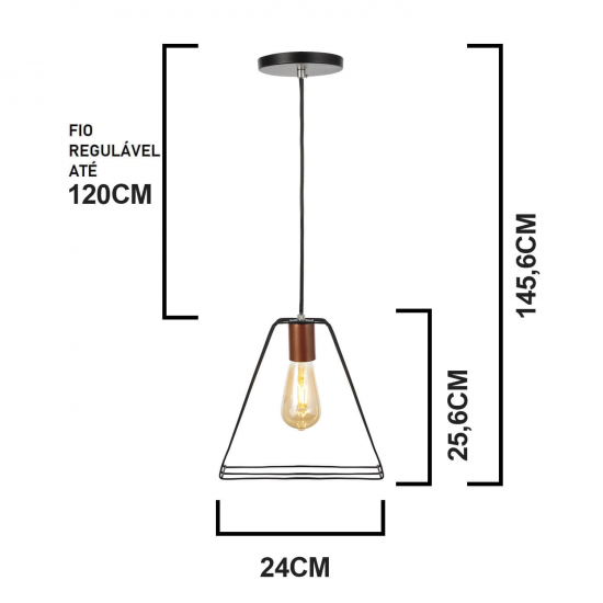 Luminária de teto Pendente Geométrico Triangular Aramado