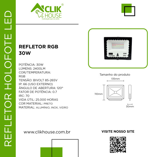 REFLETOR RGB 30W COM MEMORIA REFLETOR RGB 30W COM MEMORIA