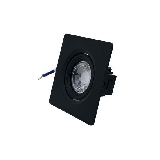 SPOT LED PRETO QUADRADO EMBUTIR 3W BRANCO QUENTE 3000K