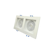 SPOT RECUADO DUPLO QUADRADO 10W BRANCO - BRANCO QUENTE 3000K 