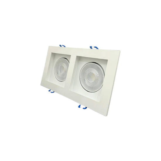 SPOT RECUADO DUPLO QUADRADO 10W BRANCO - BRANCO QUENTE 3000K 