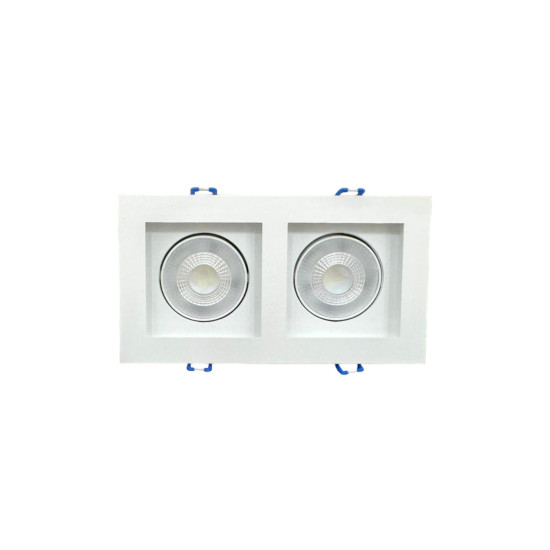 SPOT RECUADO DUPLO QUADRADO 10W BRANCO - BRANCO FRIO 6500K