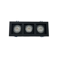 SPOT RECUADO TRIPLO QUADRADO 15W PRETO - BRANCO FRIO 6500K 