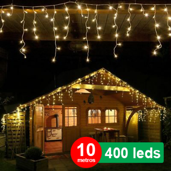 10m Cascata decorativa Natal Fixa ou Multifunção 10 metros 400 leds proteção contra chuva para uso interno ou externo