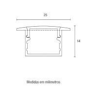 PERFIL LED BARRA 2 METROS EMBUTIR 25X14 BRANCO